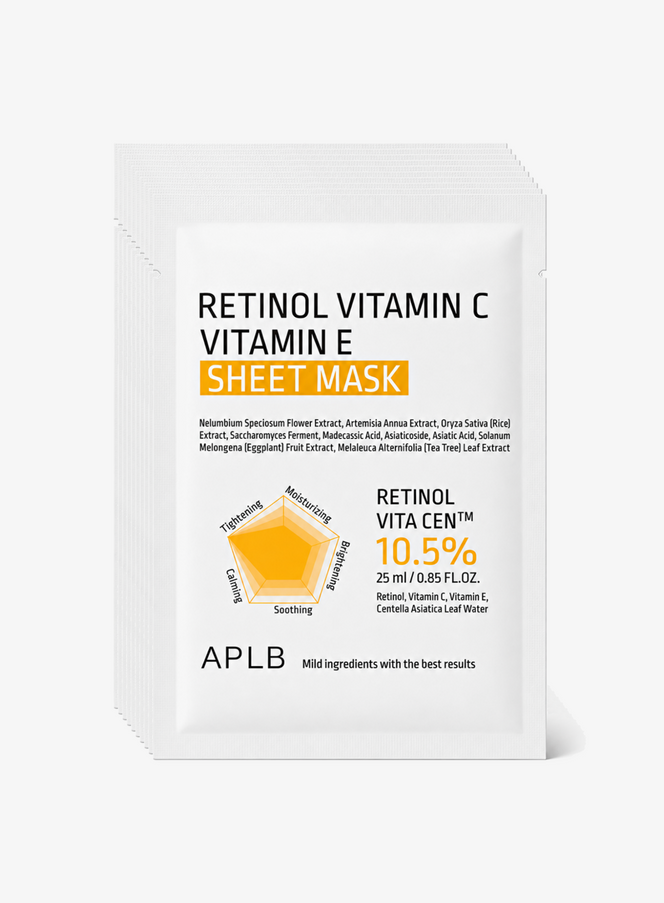 Retinol Vitamin C Vitamin E Sheet Mask Set (25ml * 10ea)