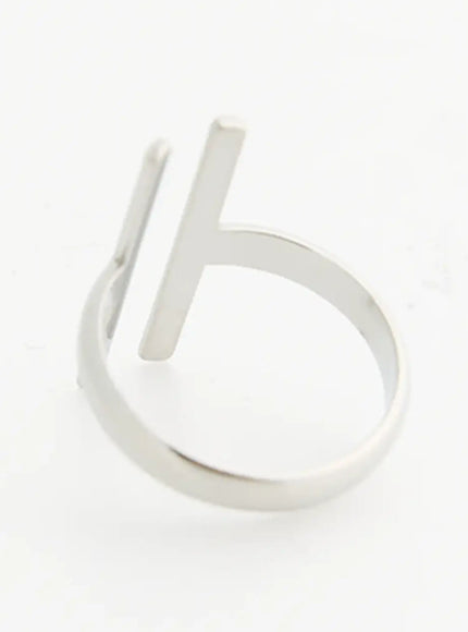 Aurora 11 Ring IL517 Silver back angled view revealing open ring band structure and dual bar top detail with reflective polished surface