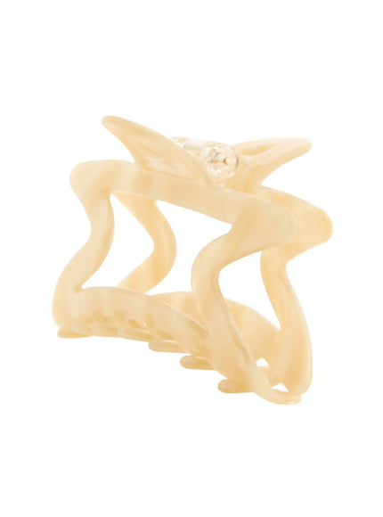 Aurora Hair Clip IL503 ivory cream angled top view star-shaped acrylic clip showing pointed tips marbled texture and spring hinge