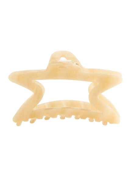 Aurora Hair Clip IL503 ivory cream front view star-shaped open-frame acrylic claw clip with serrated grip teeth on white background
