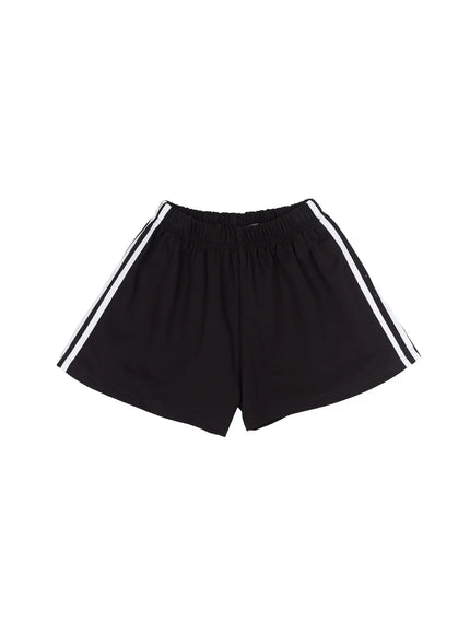 Banded Cotton Shorts CU524 in Black, size S/M