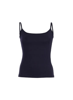 LEWKIN Basic Cami Top IU524 Dark Blue front flat lay with scoop neckline, thin spaghetti straps, and fitted stretch fabric, Size S/M