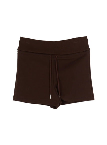 Basic Drawstring Lounge Shorts IU525 in Dark brown, size S/M