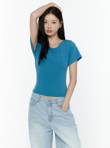 Basic Round Neck Tee IL506 in Blue, size S/M