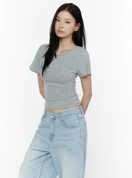 Basic Round Neck Tee IL506 in Gray, size S/M