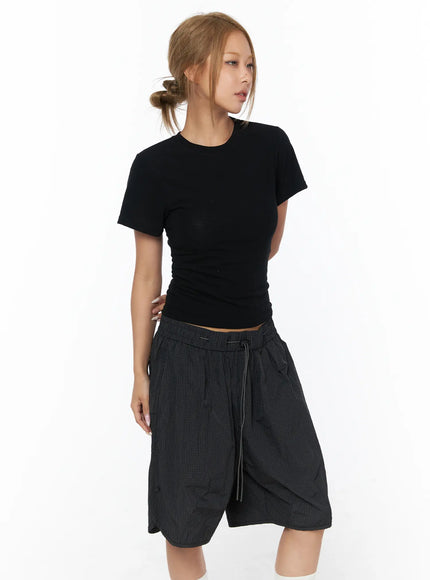 Basic Short Sleeve Top CU523 in Black, size S/M