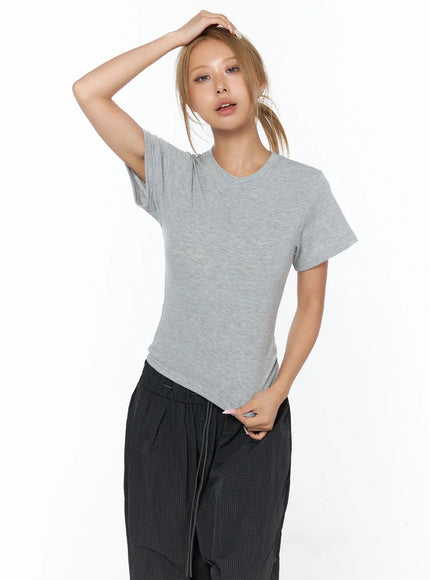 Basic Short Sleeve Top CU523 in Gray, size S/M