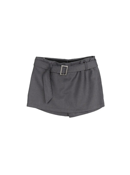 Belted Mini Skirt CL514 in Gray, size S