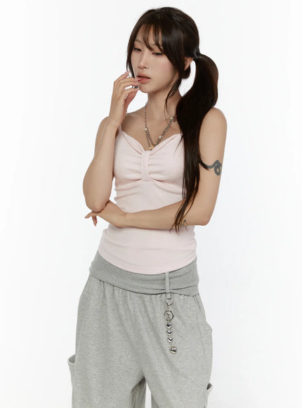Bow Detail Sleeveless Top CL508 in Light pink, size S/M