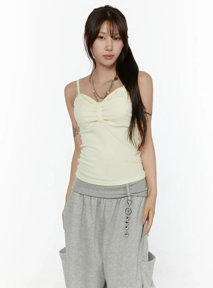 Bow Detail Sleeveless Top CL508 in Light yellow, size S/M