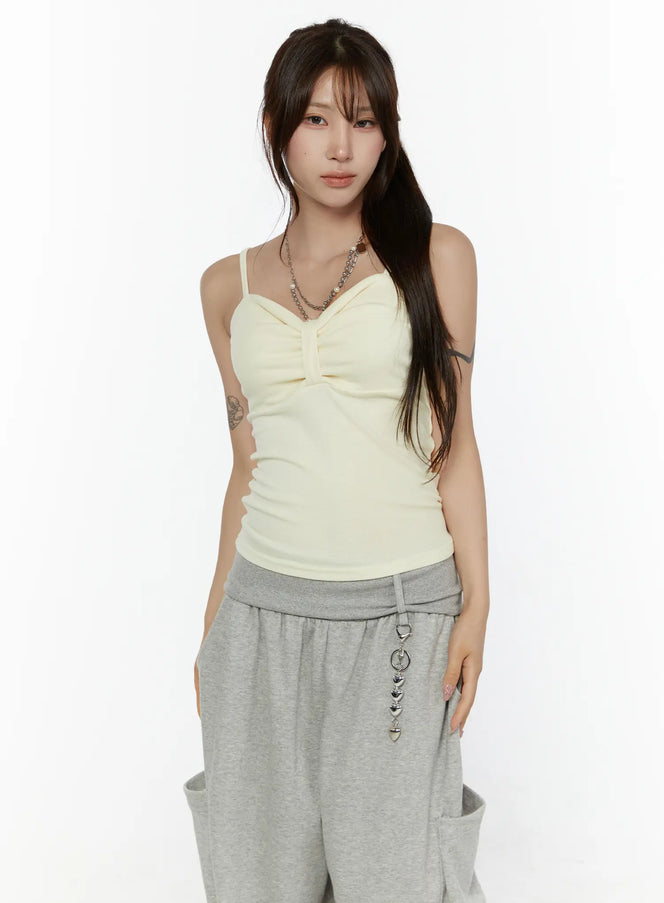 Bow Detail Sleeveless Top CL508 in Light yellow, size S/M
