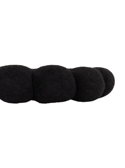 Bubble Headband IL506 Black close-up detail shot showing puffy scalloped terry bubble section texture on white background