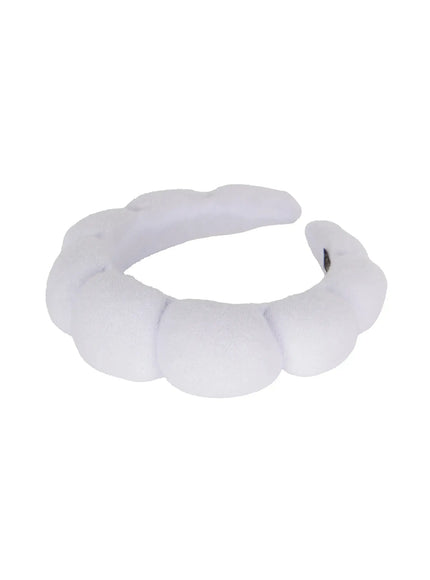 Bubble Headband IL506 White product shot single white bubble headband isolated on white background showing full hoop shape and terry texture