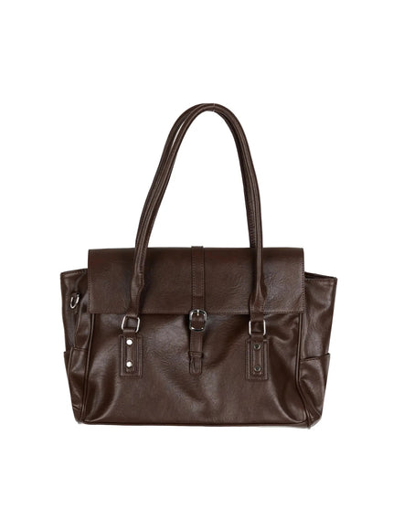 Buckle Faux Leather Shoulder Bag IL523 in Brown, size One Size