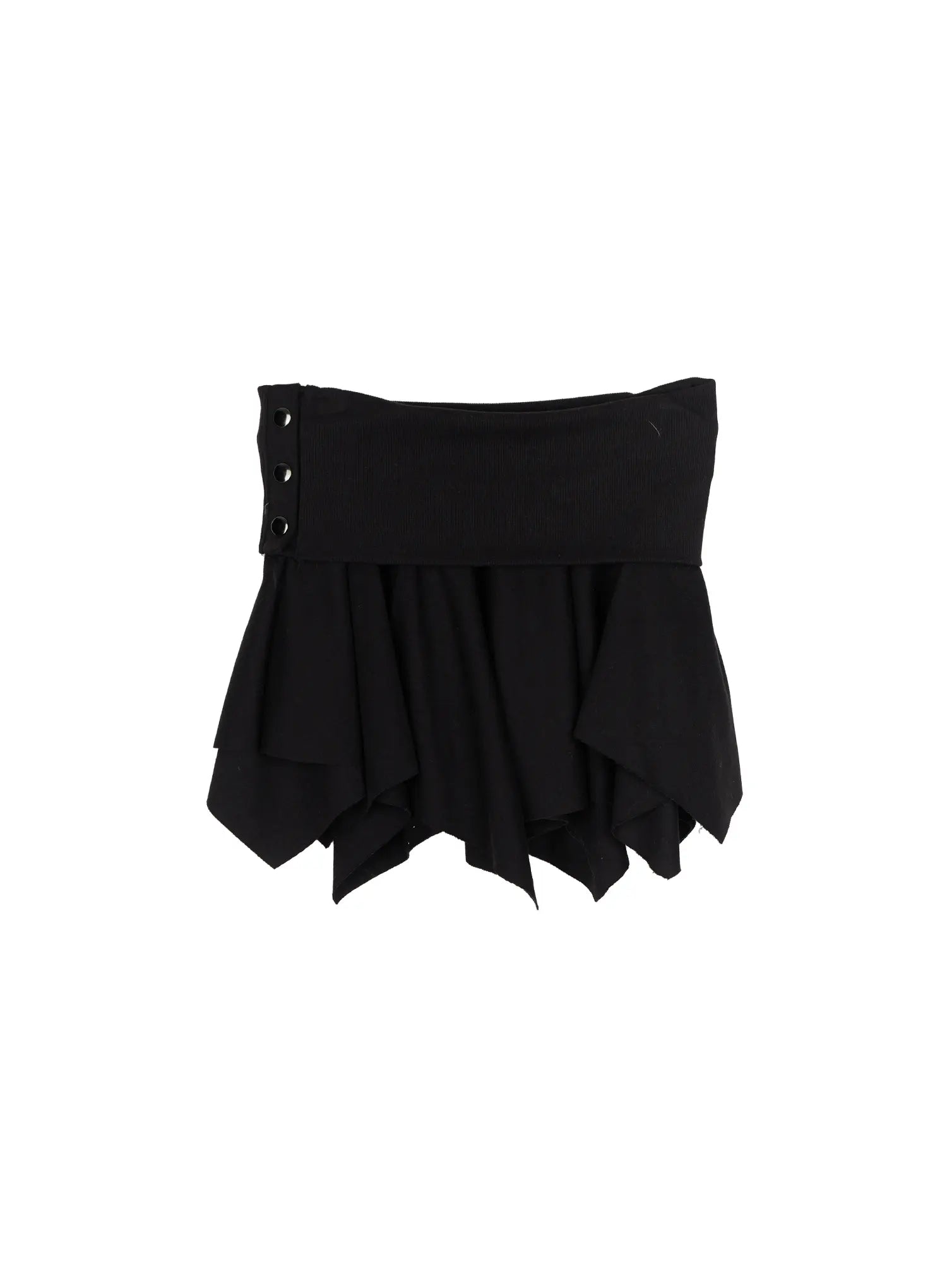 Button Flare Mini Skirt CU524 in Black, size S/M