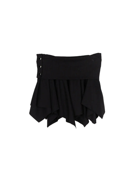 Button Flare Mini Skirt CU524 in Black, size S/M