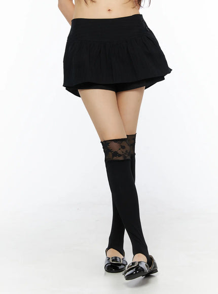 Button Flare Mini Skirt CU530 in Black, size S/M