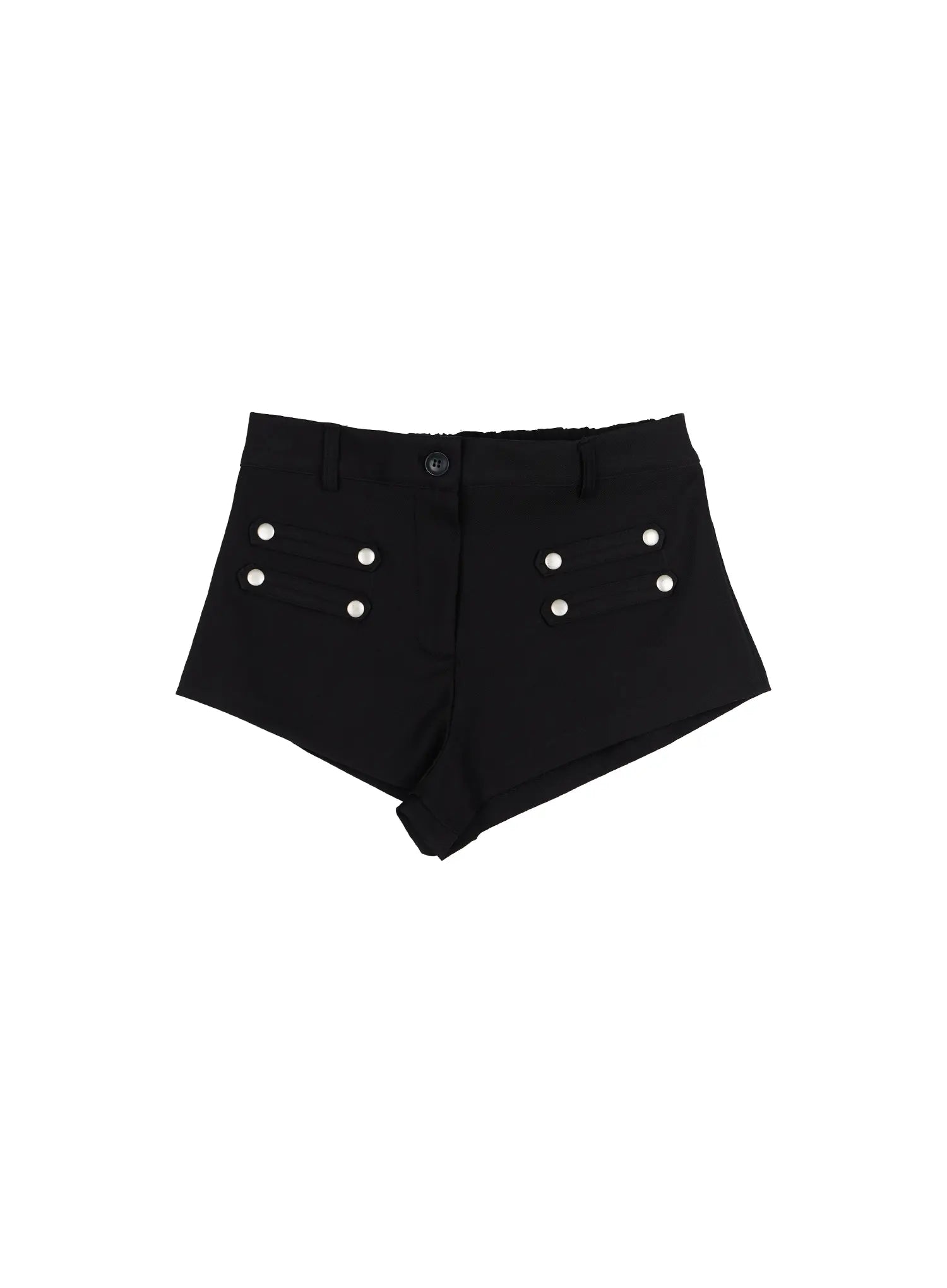 Buttoned Military High Waist Shorts CL502 in Black, size S/M