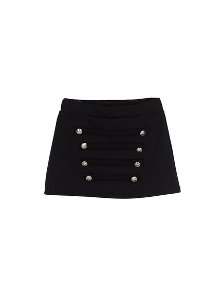 Buttoned Mini Skirt CL517 in Black, size S/M
