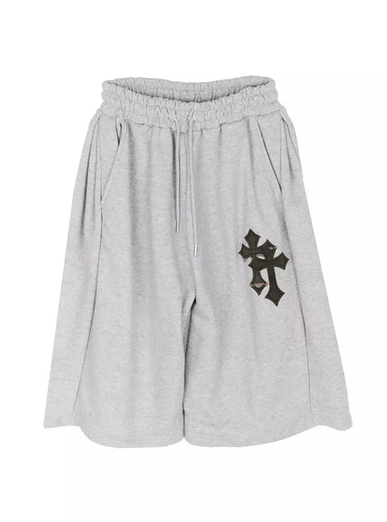 Camo Cross Patch Bermuda Shorts IU524 in Gray, size S/M
