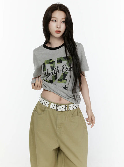 Camo Graphic T-Shirt IL522 in Gray, size S/M