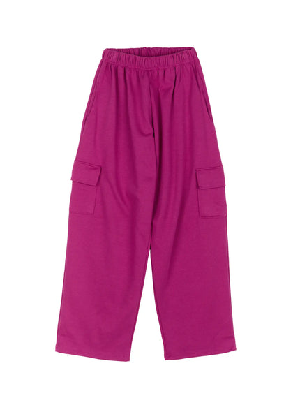 Cargo Wide Leg Sweatpants CL524 in Dark pink, size M/L