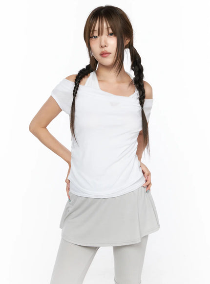 Casual Layered Halter Top CL517 in White, size S/M