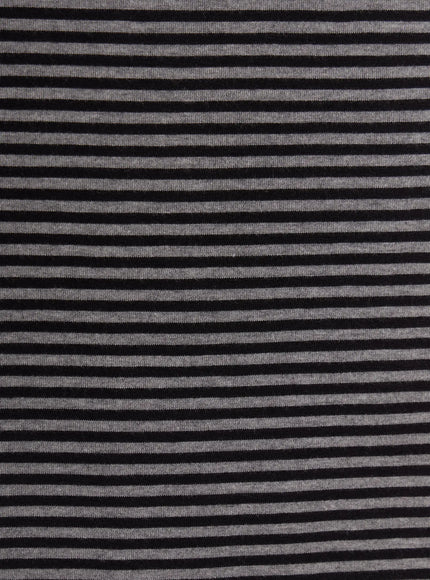 Casual Striped Drawstring Maxi Skirt IU525 Gray close-up fabric swatch showing gray and black fine horizontal stripe knit texture