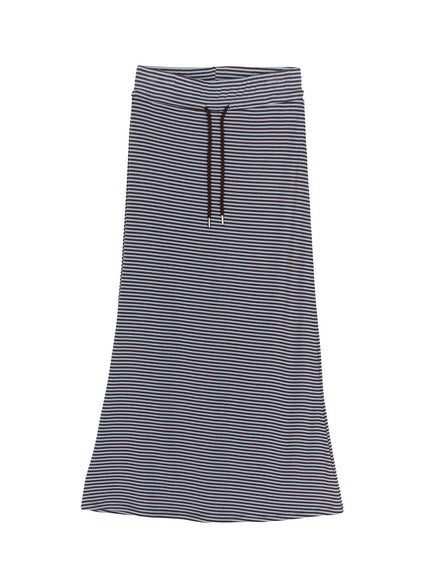 Casual Striped Drawstring Maxi Skirt IU525 in Mint, size S/M