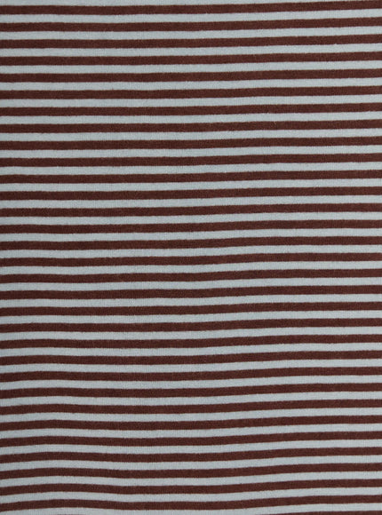 Casual Striped Drawstring Maxi Skirt IU525 Brown close-up fabric swatch showing brown and white fine horizontal stripe knit texture