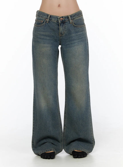 Cedar Vintage Wash Low-Rise Straight Jeans CL510 in Dark blue, size S