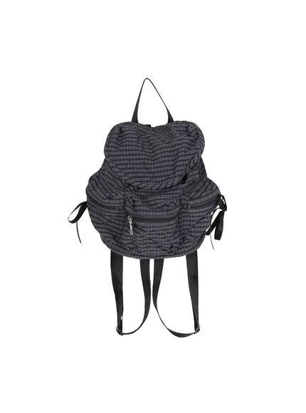Checked Ribbon Backpack CL517 in Dark gray, size One Size