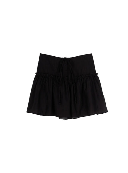Chiffon Flare Mini Skirt CU526 in Black, size S/M
