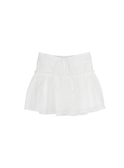 Chiffon Flare Mini Skirt CU526 in White, size S/M
