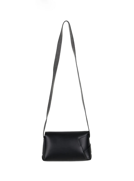 Classic Faux Leather Crossbody Bag IL523 Black back product shot showing smooth matte faux leather reverse side and grey-lined long shoulder strap