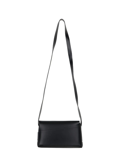 Classic Faux Leather Crossbody Bag IL523 Black front flat product shot full-length long crossbody strap on white background showing overall silhouette