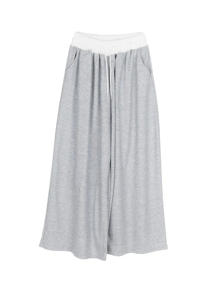Color Contrast Wide-Leg Sweatpants IU525 in Gray, size S/M