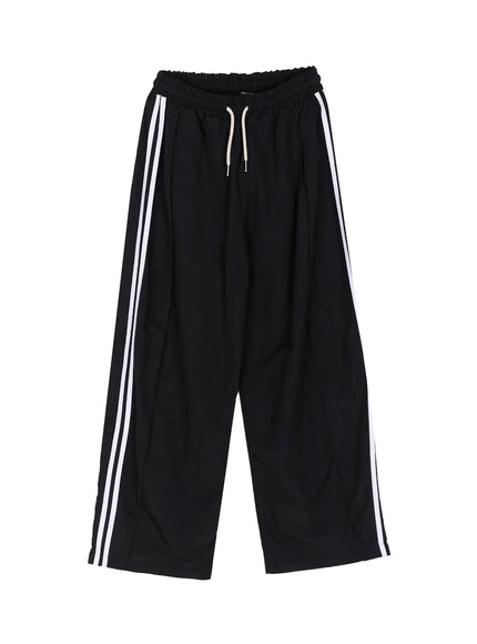 Contrast Stripe Track Pants IL509 in Black, size S/M