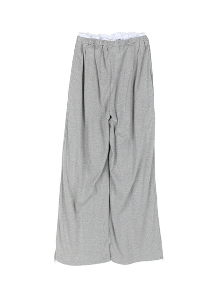 Contrast Stripe Wide Leg Sweatpants CL524 in Gray, size S/M