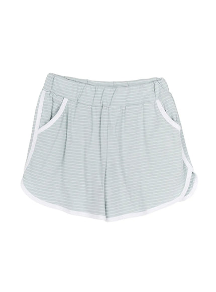 Contrast Trim Striped Shorts IU525 in Mint, size S/M