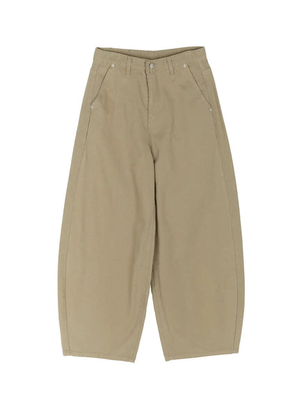 Cotton Balloon Pants IL502 in Dark beige, size S