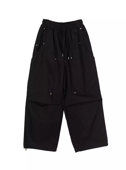 Cotton Carpenter Wide Pants IL502 in Black, size M/L