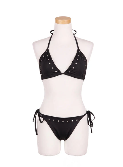 Crystal Studded Bikini Set CU530 in Black, size S/M