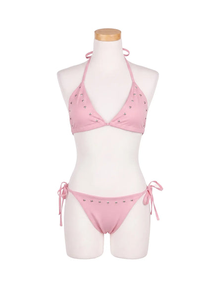 Crystal Studded Bikini Set CU530 in Pink, size S/M