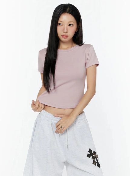 Curved Hem Baby Tee IL516 in Pink, size S/M