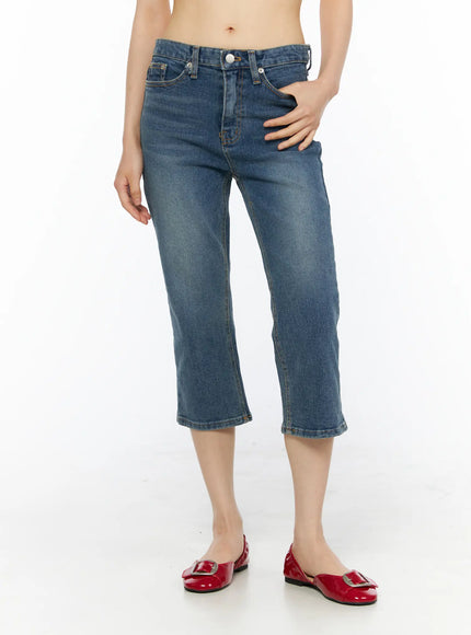 Deena Washed Capri Jeans CU530 in Blue, size S