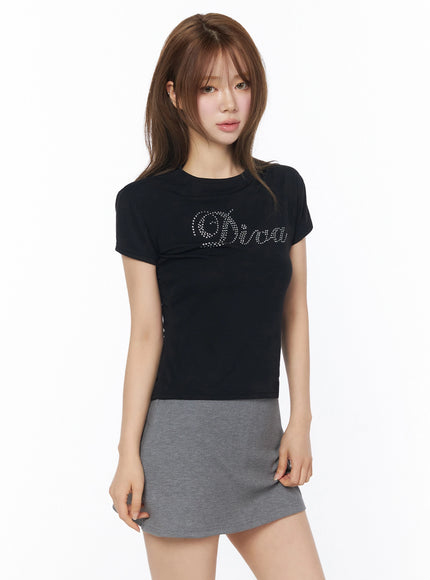 Diva Short Sleeve Tee IU525 in Black, size S/M