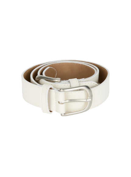 Double Buckle Faux Leather Belt CL527 in Light beige, size One Size
