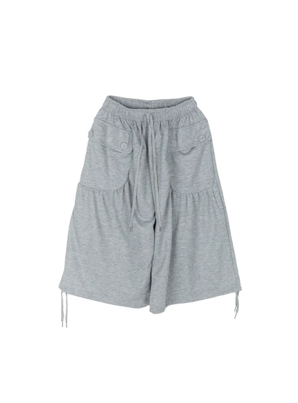 Drawstring Bermuda Shorts CL513 in Gray, size S/M