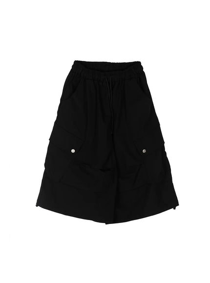 Drawstring Cargo Jorts CL510 in Black, size S/M